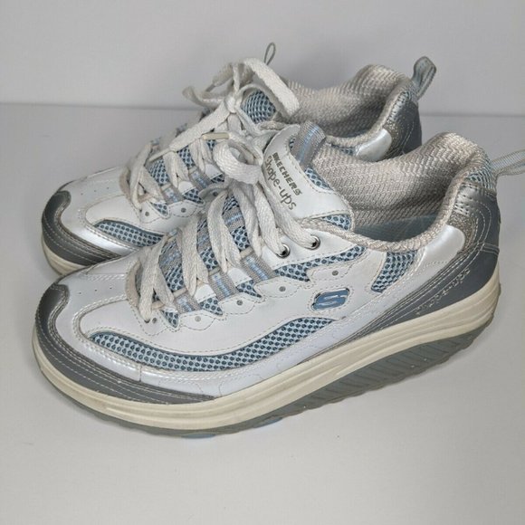 Sketchers Shape Ups Women’s Gray Blue - Picture 2 of 6